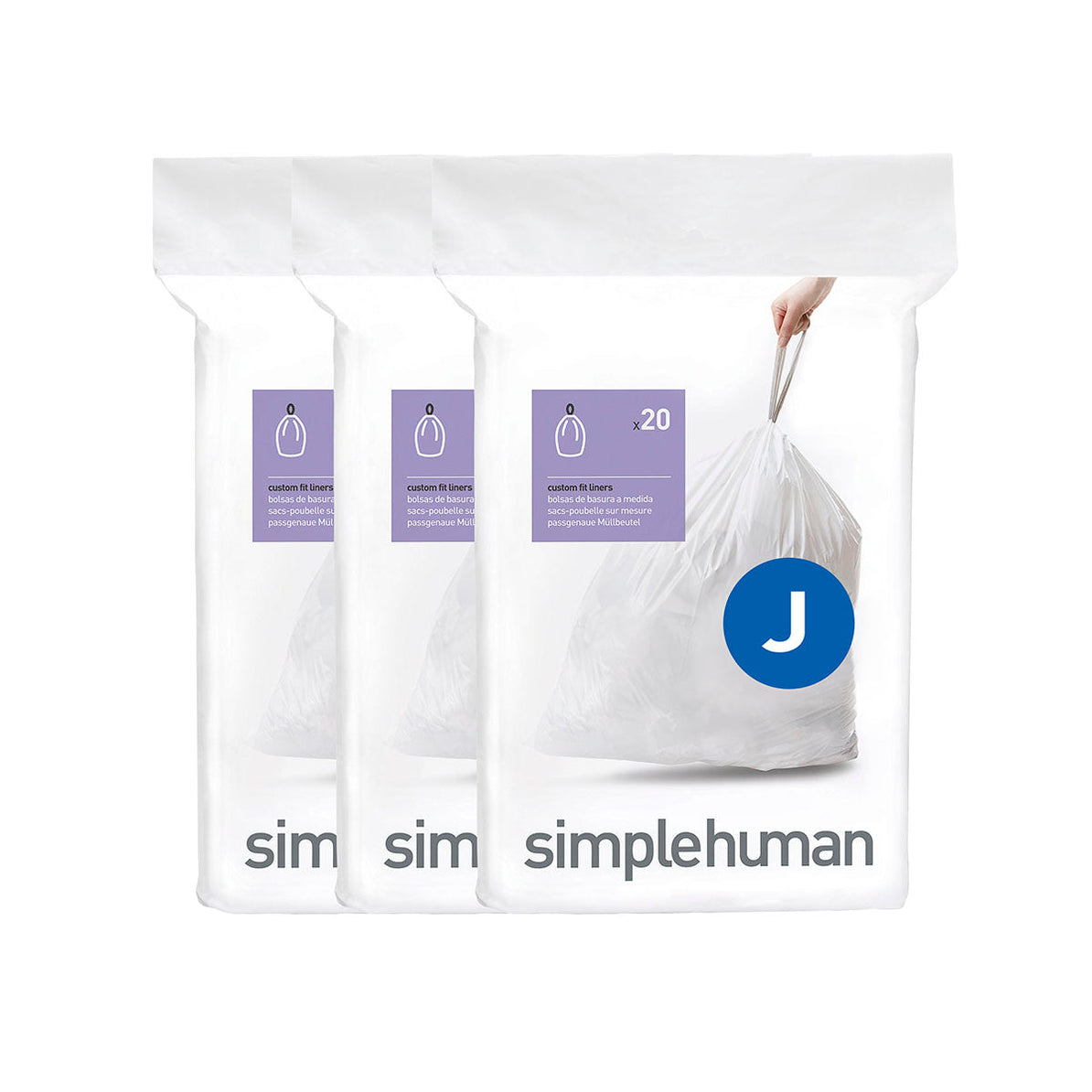 מארז 60 שקיות אשפה לפח 30-45 ליטר (J) דגם Simplehuman - CW0169 - סימפליומן